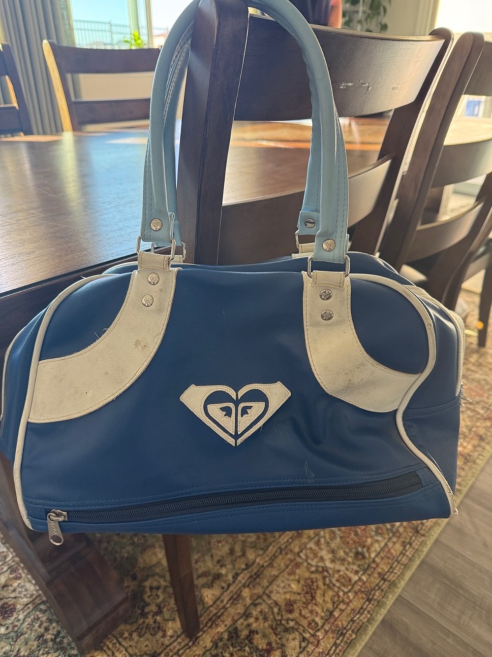 Roxy Navy Blue and White Heart Logo Shoulder Bag